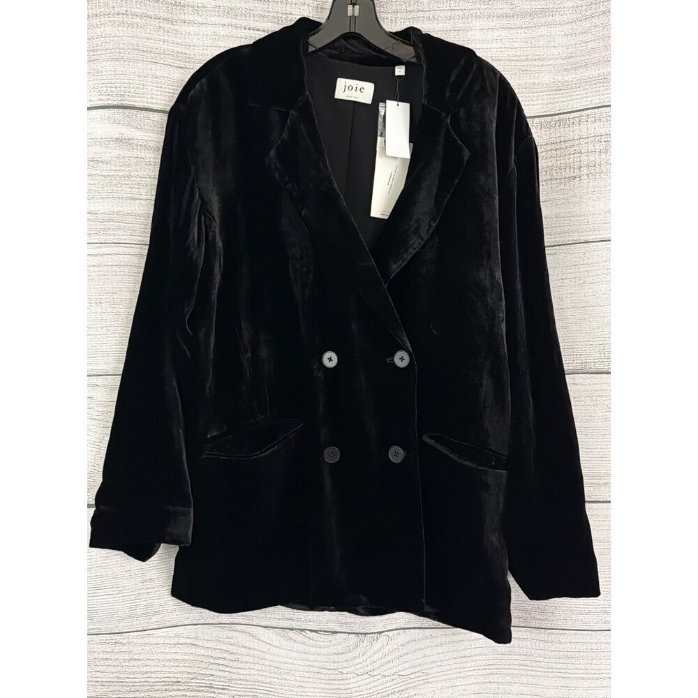 NWT Joie Black Velvet Double-Breasted Blazer Size S